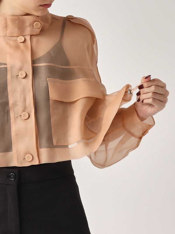 4. Lanario boxy silk organza jacket for women Nude Pinko 104700a2dj