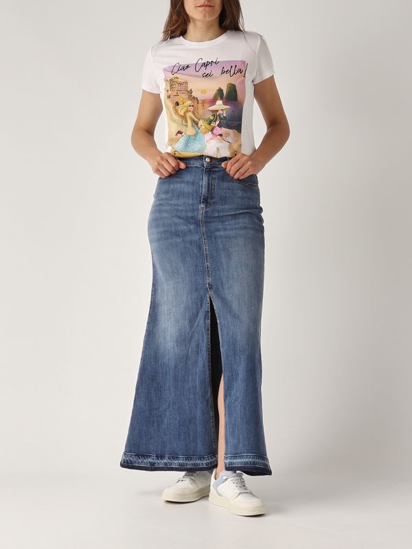 Sale stretch cotton skirt for women sale Medium Denim