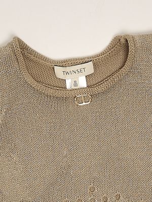 3. Lurex-Strickoberteil für Mädchen Hanf Twinset 251gj3431