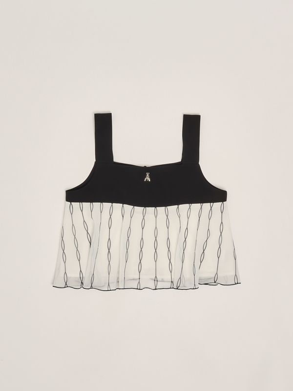 1. Krepp-Top für Mädchen Weiß-Schwarz Patrizia Pepe 7c0262a583