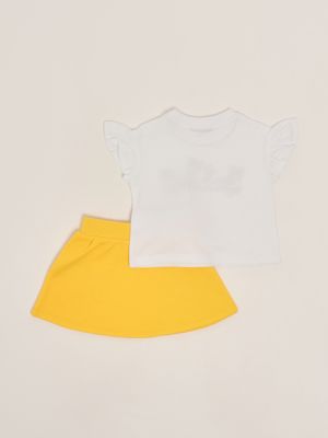 2. Stretch cotton baby suit White-Yellow Moschino mag01glca19