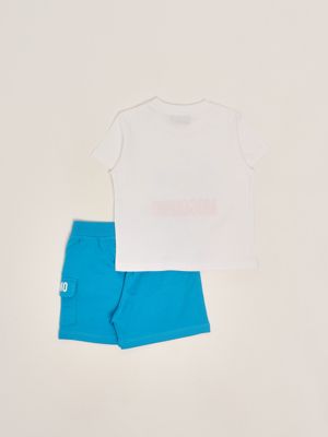 2. Stretch cotton two-piece set for baby boys White-Blue Moschino mug01elaa42