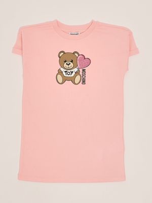 1. Girl's stretch cotton dress Pink Moschino hdv0g9laa40