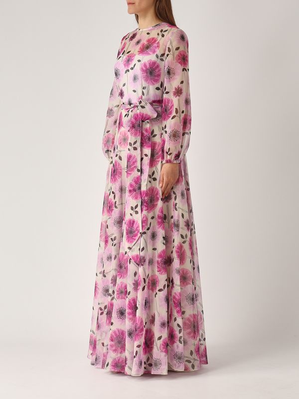 2. Damenkleid aus Georgette Magenta-Beige Giada Curti gcr25a399c02