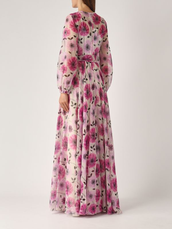 3. Damenkleid aus Georgette Magenta-Beige Giada Curti gcr25a399c02