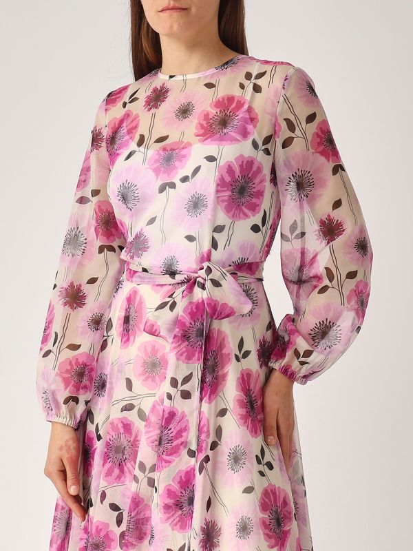 4. Damenkleid aus Georgette Magenta-Beige Giada Curti gcr25a399c02