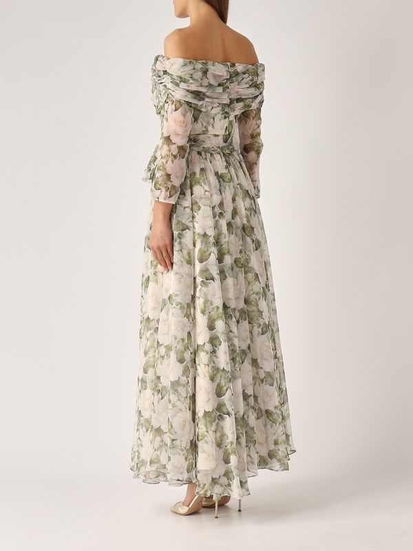 Giada Curti Women's georgette dress - Powder-Salvia | Caposerio.com