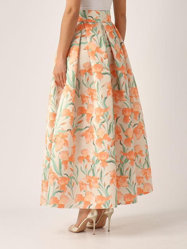 3. Women's skirt mikado effect Orange-Salvia Giada Curti gcr25g229d05