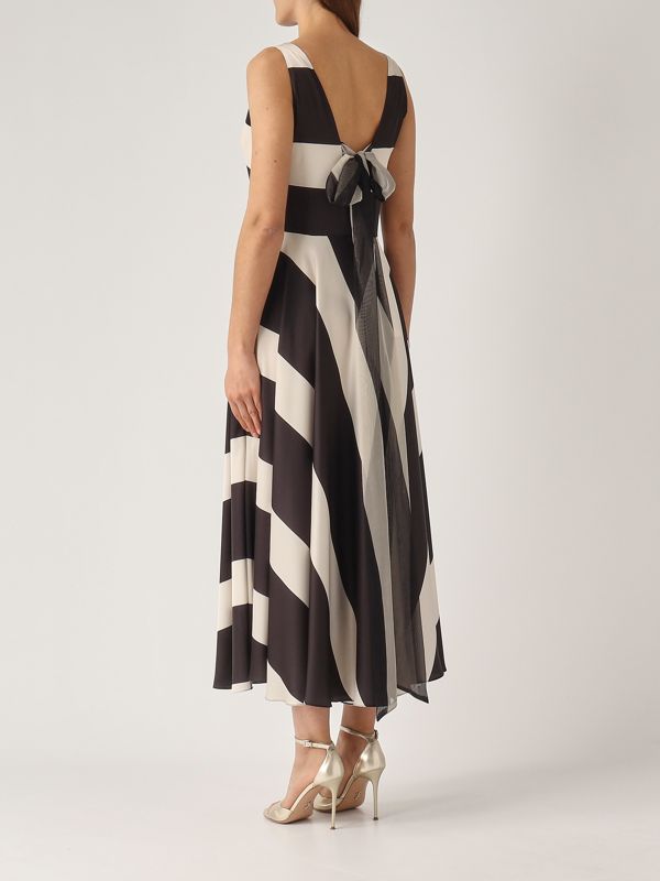 3. Damenkleid aus Satin Elfenbein-Schwarz Giada Curti gcr25a395s04