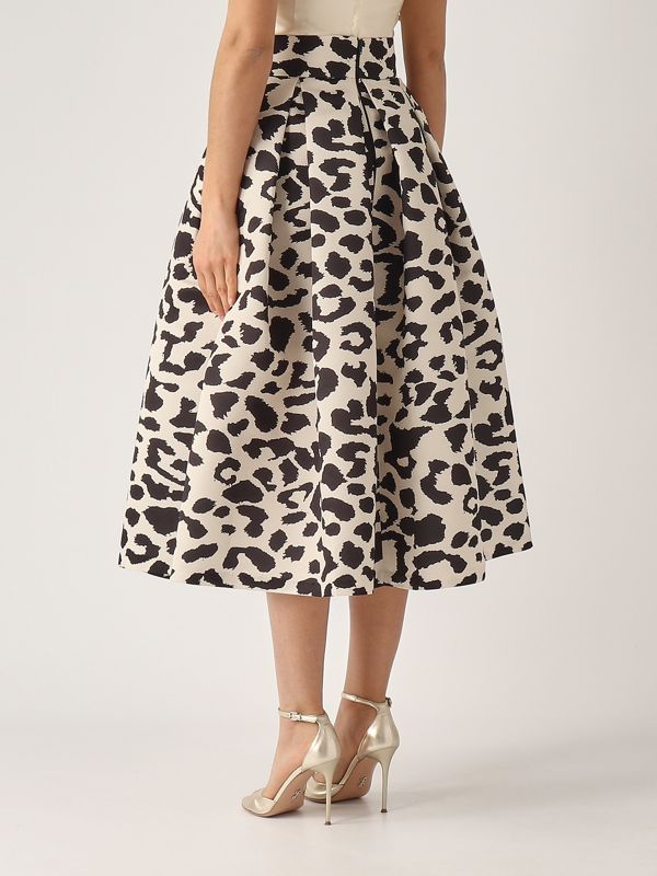 3. Women's Mikado-effect skirt Ivory-Black Giada Curti gcr25g199d03