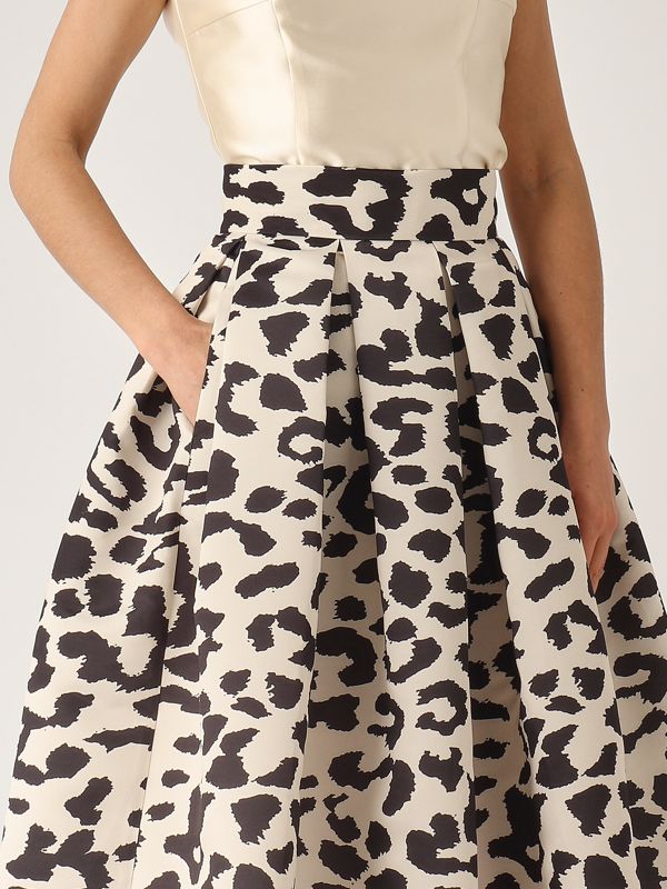 4. Women's Mikado-effect skirt Ivory-Black Giada Curti gcr25g199d03