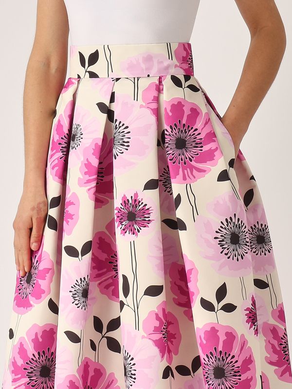 4. Falda para mujer efecto mikado Magenta-Beige Giada Curti gcr25g229d02