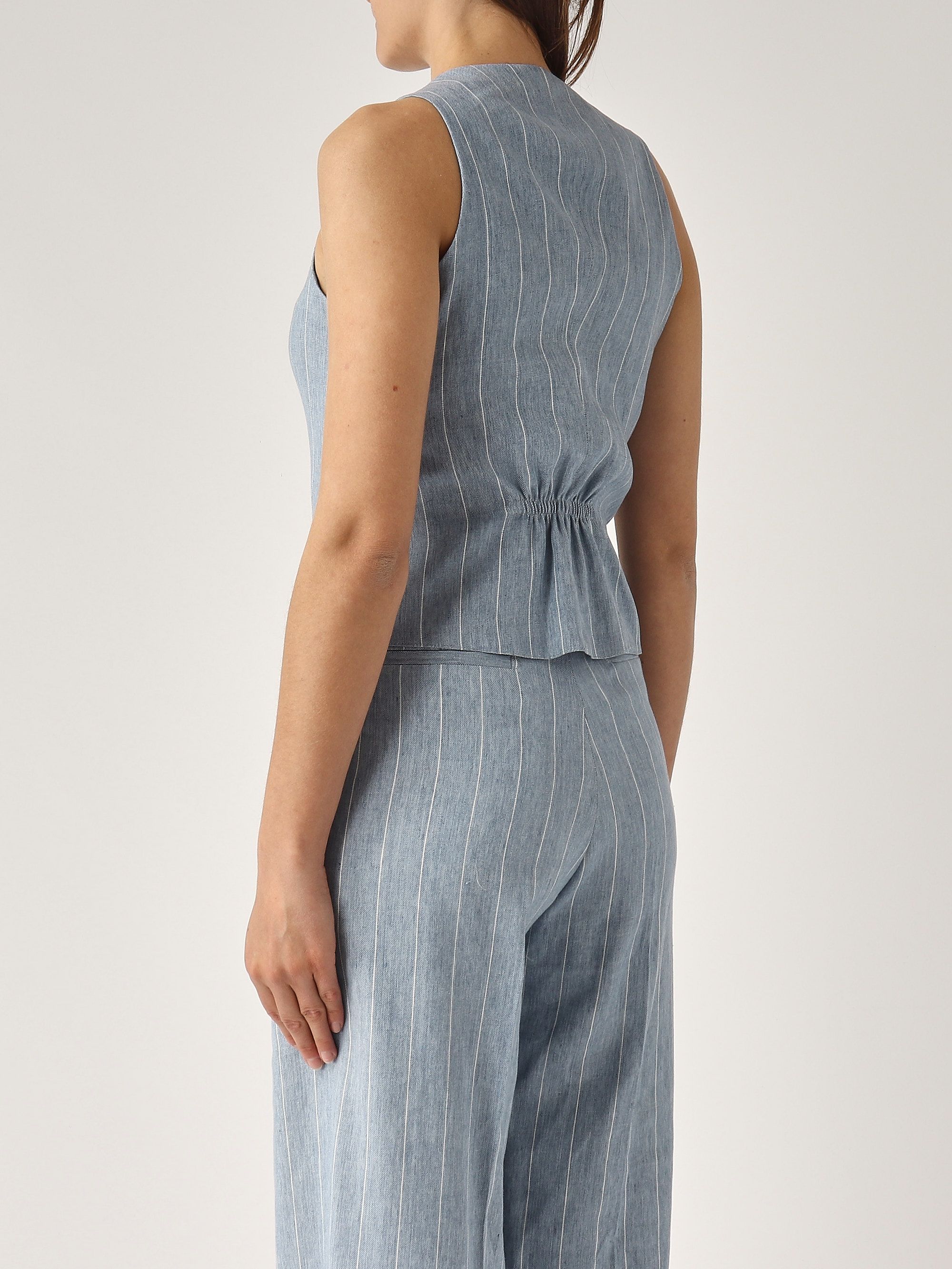 トップス SACRA 23SS LINEN COTTON CHAMBRAY GILET Cotton Linen Gilet