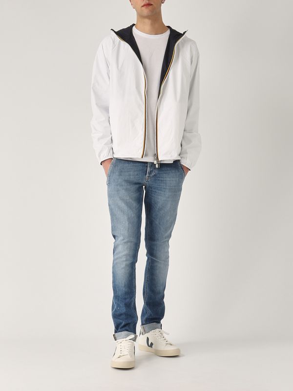 6. Jake Plus.2 Double nylon jacket for men White-Navy K-Way k2124ew
