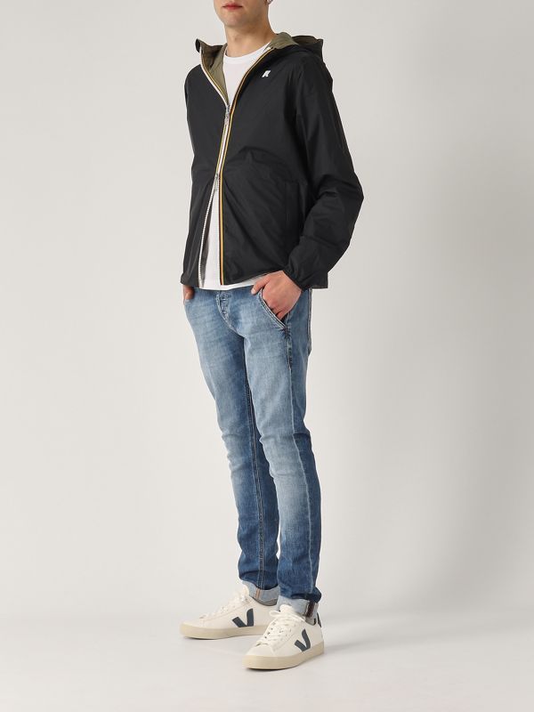 6. Jake Plus.2 Double nylon jacket for men Black-Military K-Way k2124ew