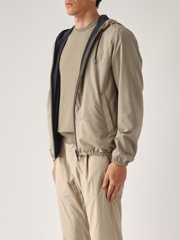 3. Men's reversible jacket in wool and silk Turtledove-Navy Herno gi000491u33440