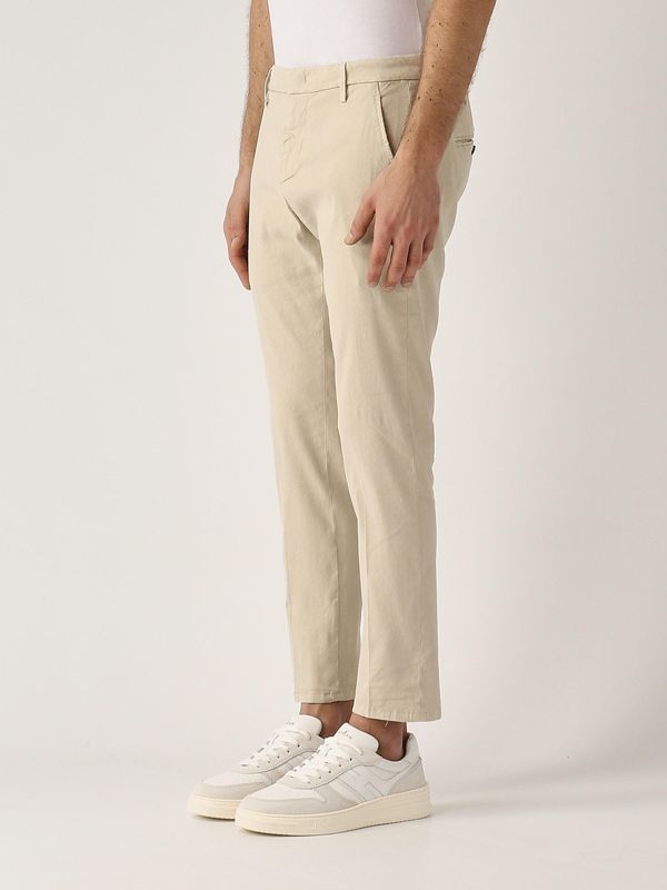 2. Pantalon Alfredo en lin extensible pour homme Beige Dondup up518ls0004uiz1du