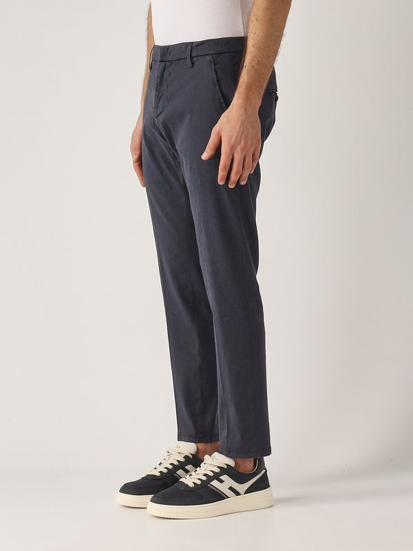 2. Pantalon Alfredo en lin extensible pour homme Bleu marine Dondup up518ls0004uiz1du