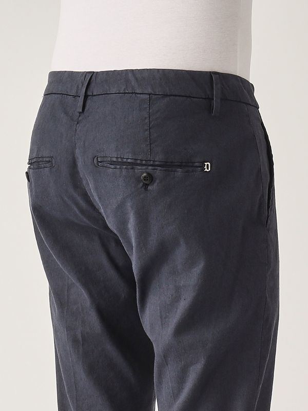 4. Pantalon Alfredo en lin extensible pour homme Bleu marine Dondup up518ls0004uiz1du