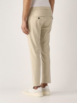 1. Pantalon Alfredo en lin extensible pour homme Beige
