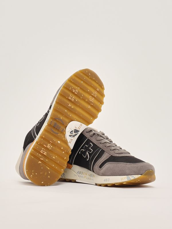 Premiata Lander 7207 men's sneakers in bimaterial - Black-Grey