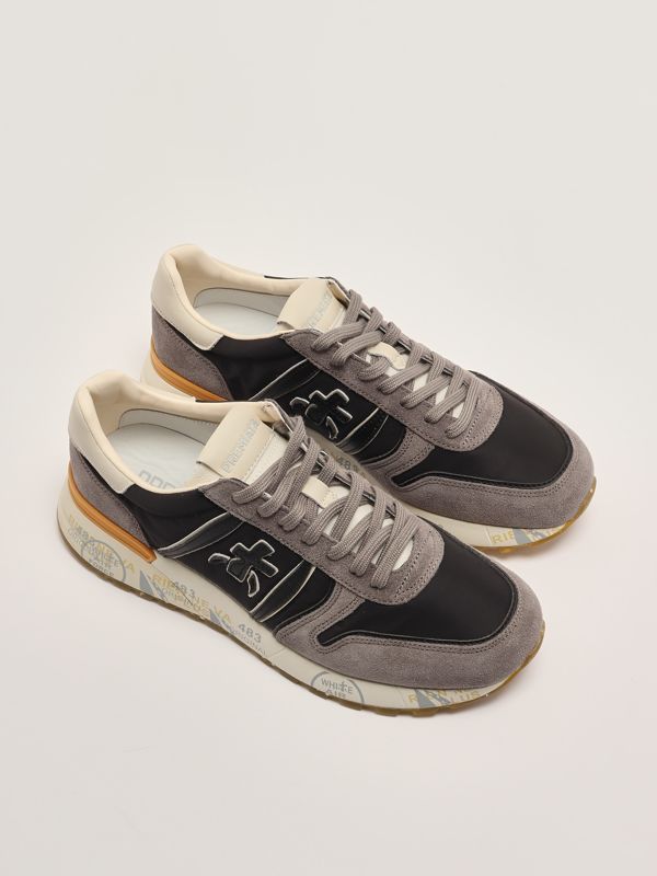 Premiata Lander 7207 men's sneakers in bimaterial - Black-Grey