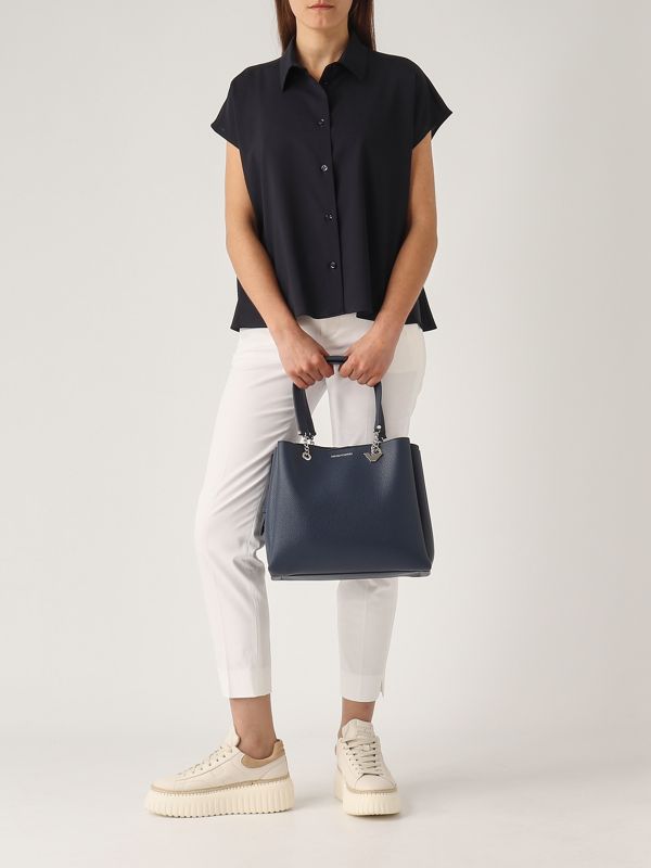 5. Camicia donna in lana vergine Navy PT Torino tw6skr020std