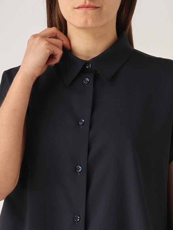 4. Camicia donna in lana vergine Navy PT Torino tw6skr020std