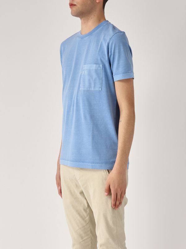 2. Herren-T-Shirt aus Baumwolle Azurblau Fay npmb350132tuy1