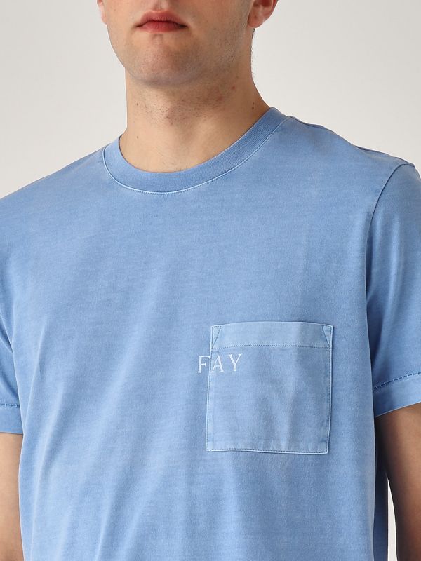 4. Herren-T-Shirt aus Baumwolle Azurblau Fay npmb350132tuy1