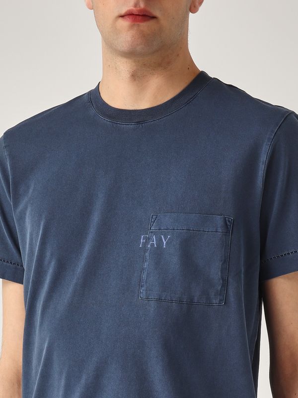 4. Herren-T-Shirt aus Baumwolle Blau Fay npmb350132tuy1