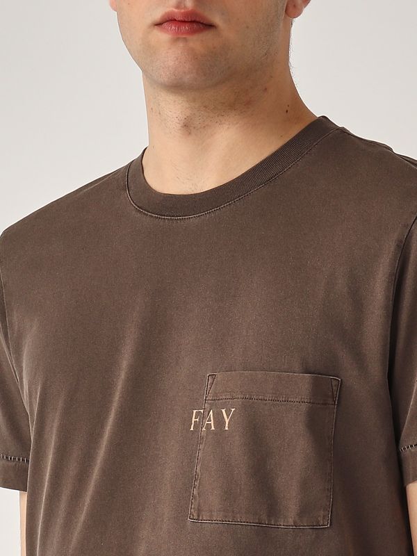 4. Herren-T-Shirt aus Baumwolle Braun Fay npmb350132tuy1