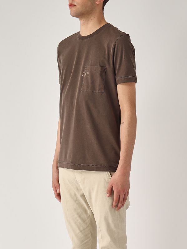 2. Herren-T-Shirt aus Baumwolle Braun Fay npmb350132tuy1
