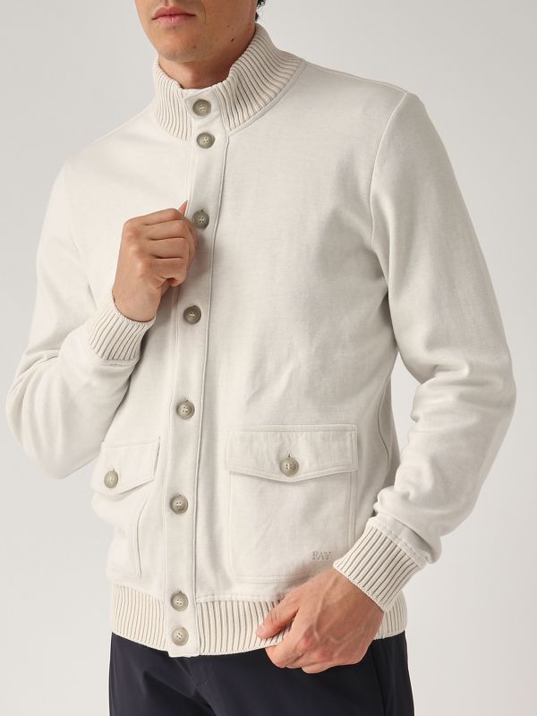 4. Cardigan bomber uomo in felpa di cotone Mastice Fay njmb5502260wor