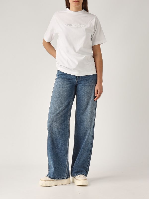 5. T-shirt donna in cotone Bianco Michael Kors mr551qa1v2