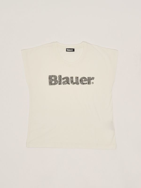 1. T-shirt bambina in cotone Bianco Blauer 25sblgh02492007144