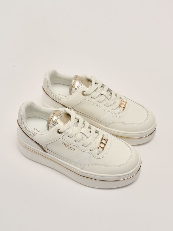 2. Women's leather sneakers White-Gold Twinset 251tcp014