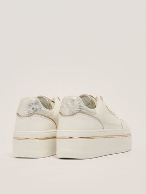 3. Women's leather sneakers White-Gold