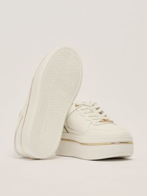 4. Women's leather sneakers White-Gold