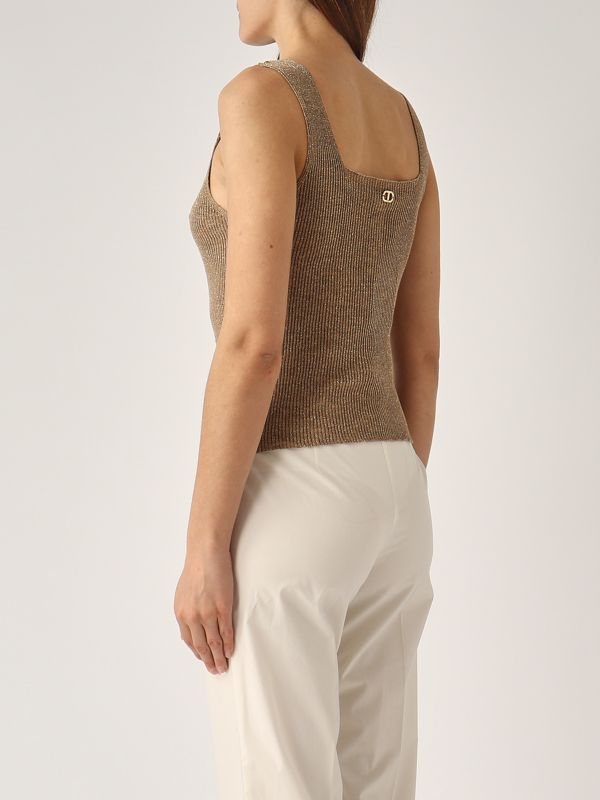 3. Lurex linen blend top Green Twinset 251tt3147