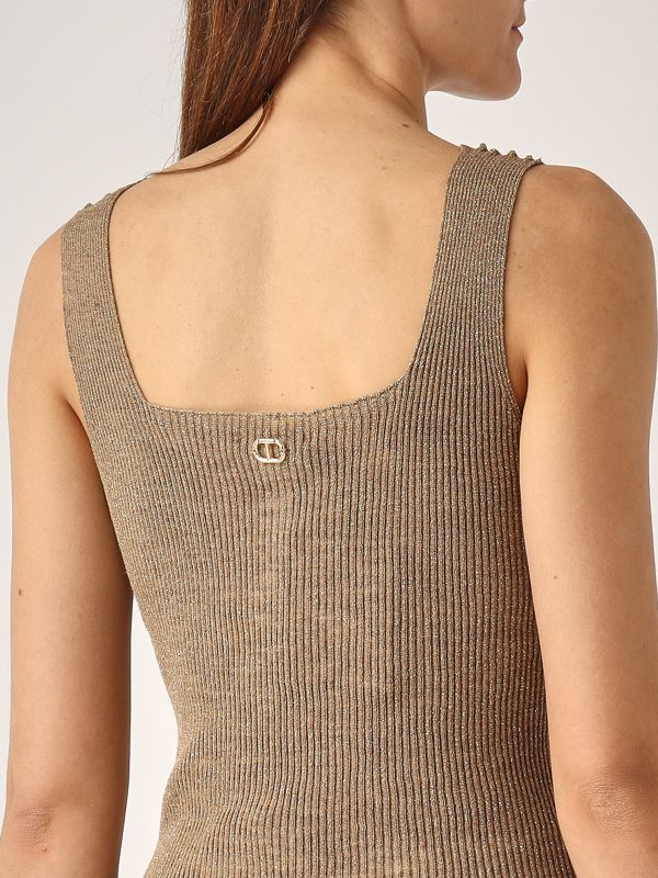 4. Lurex linen blend top Green Twinset 251tt3147
