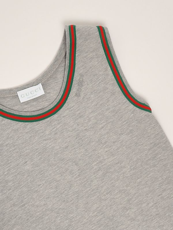 3. Stretch cotton pique dress for girls Gray Gucci 808667xjgzz