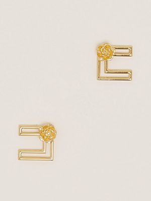 Elisabetta Franchi metal hoop earrings with logo for women