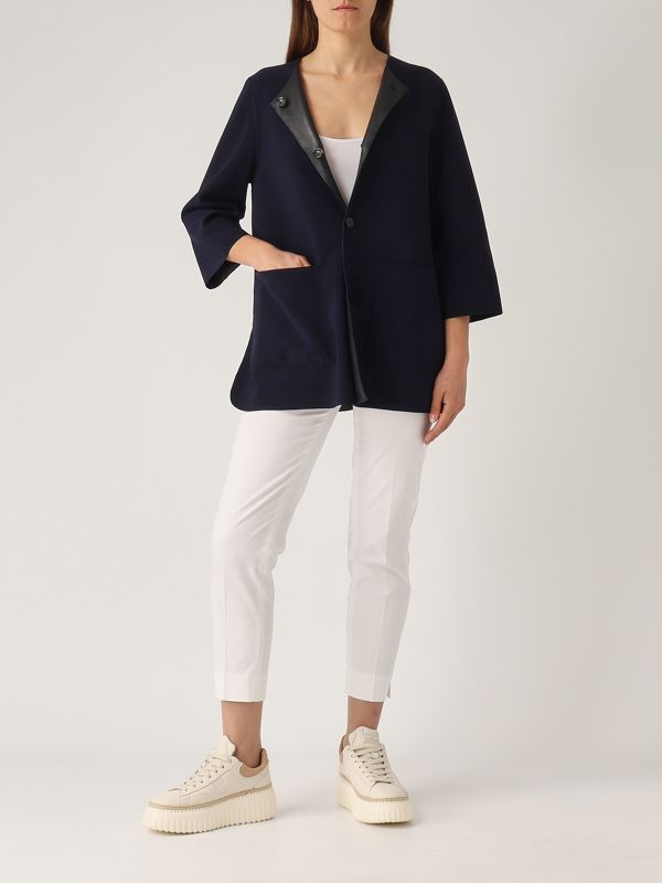 6. Giacca donna Dom in pelle liscia e suede Blu Dark The Jackie leathers dom