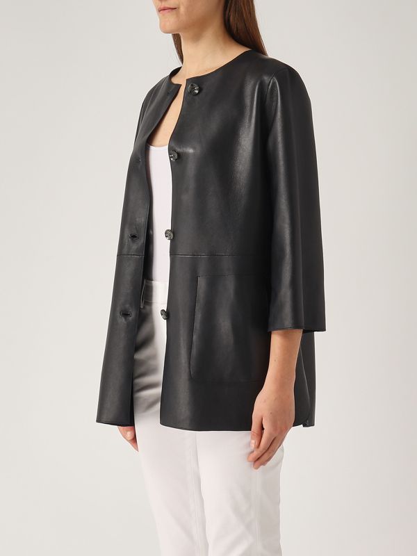 3. Giacca donna Dom in pelle liscia e suede Blu Dark The Jackie leathers dom