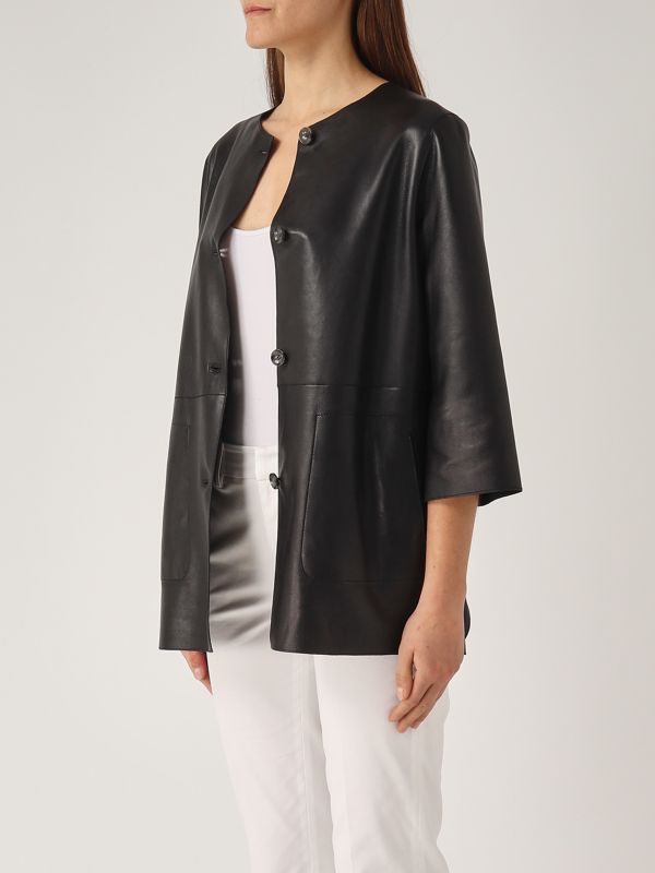 3. Giacca donna Dom in pelle liscia e suede Nero The Jackie leathers dom