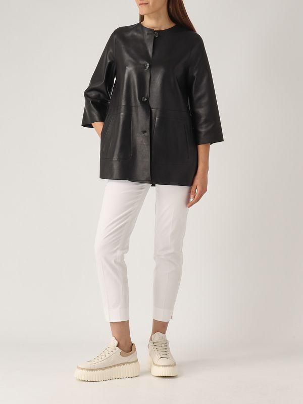 6. Giacca donna Dom in pelle liscia e suede Nero The Jackie leathers dom