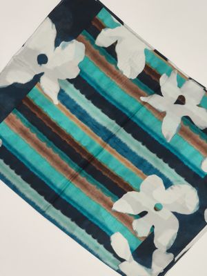 2. Foulard donna in seta Blu-Bianco