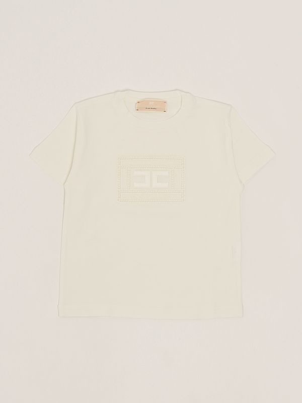1. T-shirt bambina in cotone stretch Panna Elisabetta Franchi efts2280je006