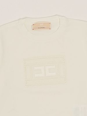 3. T-shirt bambina in cotone stretch Panna Elisabetta Franchi efts2280je006